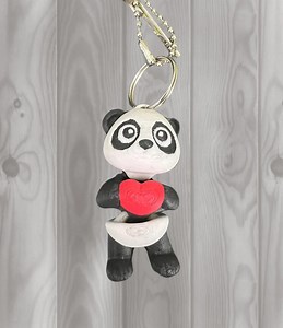 Panda With Heart - Movable Keychain - Etsy