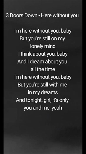 3DoorsDown #HereWithoutYou #Lyrics #LyricVideo #Music #LoveSongs #EmotionalSongs #RockMusic #