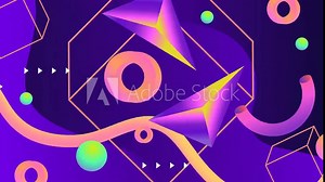 modern vibrant abstract geometric shapes on a gradient background seamless 4k video background motion pop art design