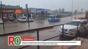 Heavy rain in Polokwane has led to flooding in certain parts of the city. Areas to approach with caution: - Nikkel Street. - Nelson Mandela Drive. - Suid Street. - Witklip Street, Ladanna. - Tom Naude intersection. A severe Level 2 thunderstorm warning is currently in place with rain expected up to Wednesday. | Polokwane - Limpopo News