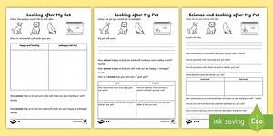Caring For Pets Science Differentiated Worksheets