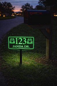 Personalized Solar Address Number Sign, Frog Sign, Solar, House Number Sign, LED , Light up Address - Etsy