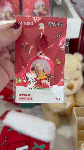 We’ve finally found the @miniso.official Snoopy Christmas collection! I was kind of hoping for a new plush keychain or something, but the keychains they do have are cute. They also have items from the new @mycelavi collection! 🎄💄 #snoopy #peanuts #miniso #christmas #makeup #celavi #holiday #season #stocking #socks #keychains #woodstock | Jess Loves Snoopy