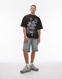 TOPMAN X ASHMOLEAN extreme oversized fit t-shirt with floral print in black | ASOS