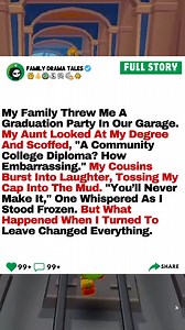 My Family Threw Me A Graduation Party In Our Garage. My Aunt Looked At My Degree And Scoffed, "A Community College Diploma? How Embarrassing." My Cousins Burst Into Laughter, Tossing My Cap Into The Mud. "You’ll Never Make It," One Whispered As I Stood Frozen. But What Happened When I Turned To Leave Changed Everything. | Family Drama Tales