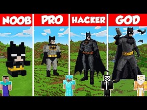 Batman Statue Build Battle Challenge - Noob vs Pro vs Hacker vs God - Minecraft Animation