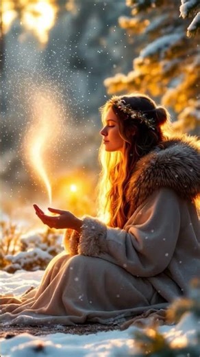 Ancient Yule Ritual in Glowing Snow ❄️✨ #wintermagic #meditation #healing