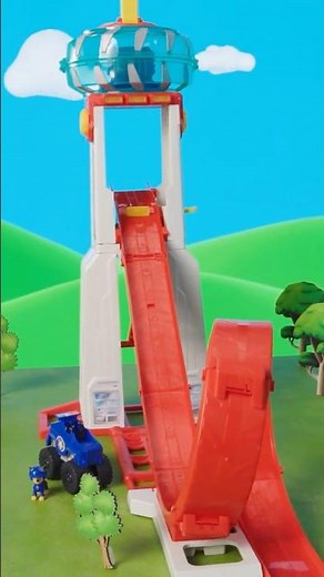 PAW Patrol's Chase toy ramp launch into slime!