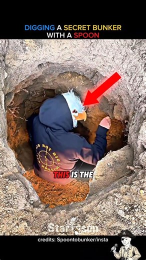 He Is Digging A Secret Bunker With A Spoon 🤯