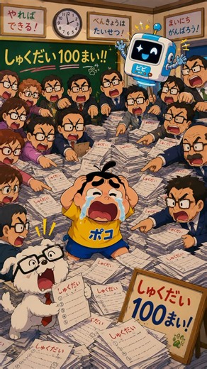 先生が100人!? ポコとビビの大失敗😂📚 #ポコ #ビビ #アニメ #ショートアニメ #コメディ #爆笑 #面白い #学校 #ロボット #ギャグ #日本アニメ #かわいい #おすすめ