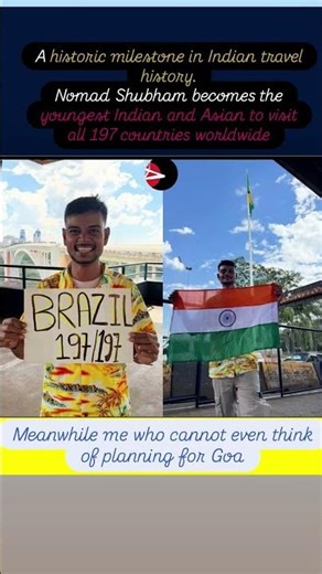 A historic milestone in Indian travel history.Nomad Shubham becomes the youngest Indian and