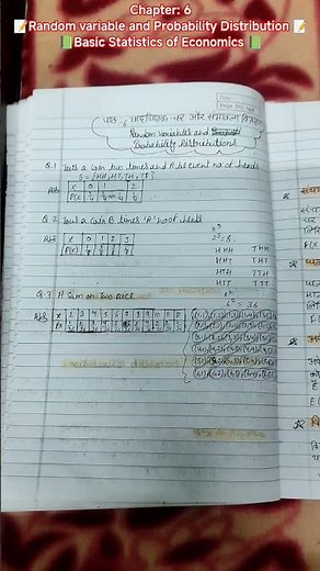📗Basic Statistics of Economics📗 Chapter:6📝Random variable and Probability Distribution#shortsvideos