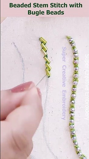 ✨Hand Embroidery Basic Stitches with Beads✨Beaded Stem Stitch Maxican Sewing #latest #modern #shorts