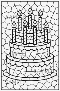 Birthday Cake Coloring Page, Mosaic Coloring Sheet, Printable Birthday Coloring, Kid Party Activity, Cake Coloring Picture, Digital Download - Etsy Canada