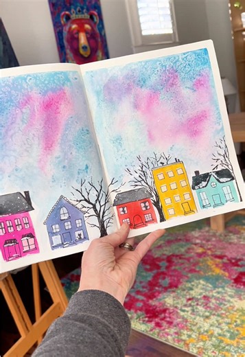 Cute Snowy Day Watercolor Illustration Tutorial