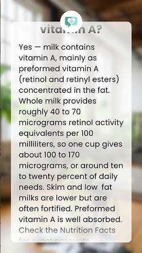 Does milk contain vitamin A?