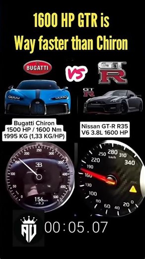 1600 HP GTR vs 1500 HP Chiron #drag #acceleration #gtr #bugatti #race