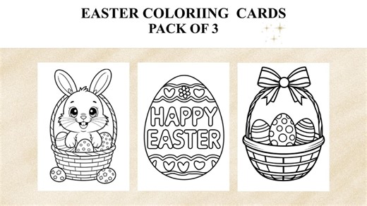Easter Coloring Pages for Kids – Bunny, Egg Designs (3 Sheets, PDF Download) - Etsy