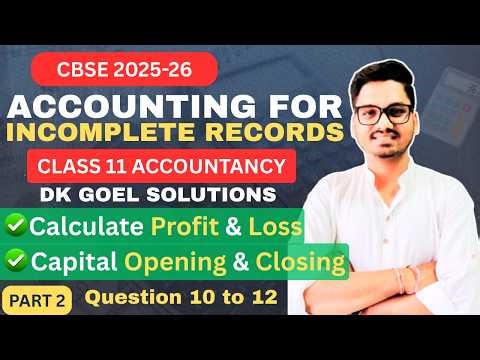 Accounting For Incomplete Records | Class 11 Accountancy | Dk Goel Solutions | Part 3 | CBSE 2025 26