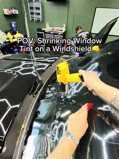 Heat Gun Shrinking Windshield Tint😎