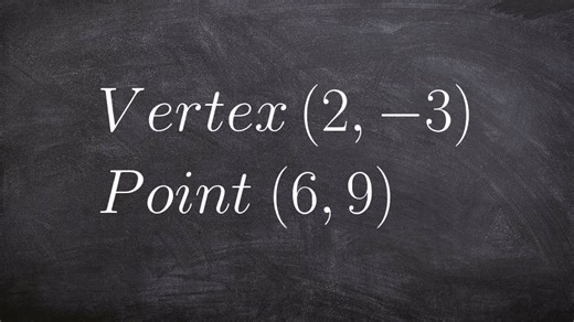 Learn how to write the equation of a parabola given the vertex and a point on the graph