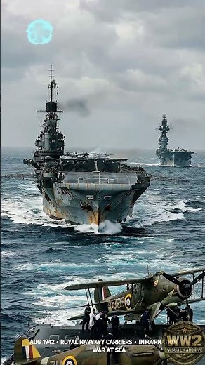 HMS Victorious Leads — HMS Indomitable & HMS Eagle in Formation Aug 1942