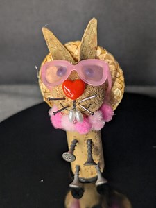 Handmade Cork Bunny With Strawhat and Pink Glasses Cork Critter - Etsy
