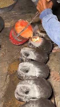 The stages of making a bell in the traditional hand-made way from start to finish with all craftsman