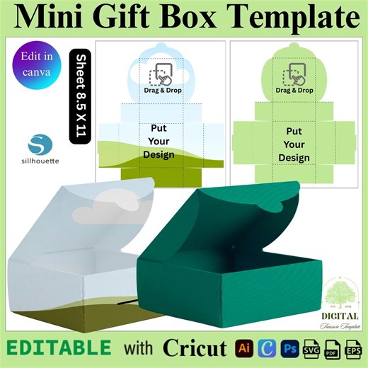 Gift Box Template, Birthday Gift Box, Christmas Gift Box, Packaging Box, Box Vector A4 for Cutting Machine, Mini Gift Box, Editable Gift Box - Etsy