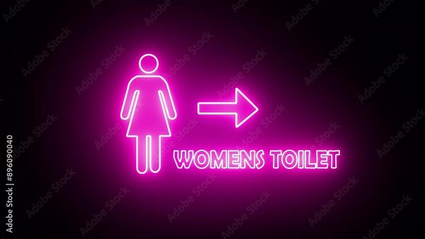 Toilet sign animation. neon sign design is perfect as a warning sign for the Female toilet safety sign going the Right way.
