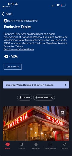 Chase Sapphire Reserve $300 annual dining credit - FlyerTalk Forums