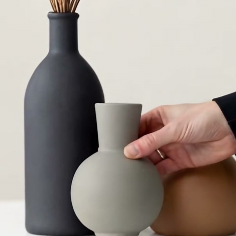 Modern Ceramic Vase Set of 3, Decorative Flower Vases for Home, Multicolor Pottery Vases for Living Room, Kitchen, Bedroom, Shelf, Rustic Farmhouse (Brown Mix)