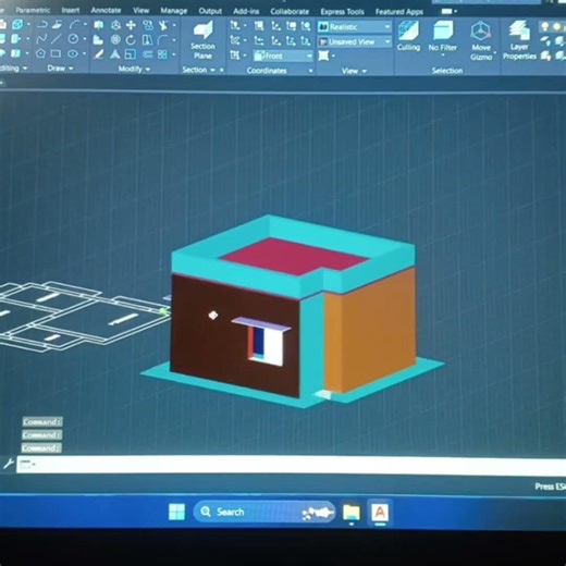 simple plan in AutoCAD 3d view #autocad #2d #3d #architecture #autocaddrawing #cad #designdrawings