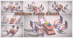Meeting Table & Chair Set – 3D Modern Stylish Furniture Collection (Low Poly) | 3D Furniture | Unity Asset Store
