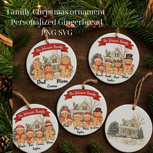 Personalized Family Gingerbread Christmas Ornament (PNG-SVG) - Etsy