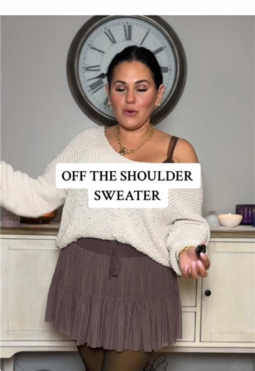 The easiest outfit upgrade: a soft off-the-shoulder sweater that instantly looks chic. Relaxed fit, flattering neckline, and perfect for everyday wear. This is one of those pieces you throw on and somehow look elevated. Ideal for clean girl outfits, neutral wardrobes, and cozy fall or winter days. \t#cleangirlaesthetic #softgirlstyle #offshouldertop #offtheshouldersweater #midsizefashion