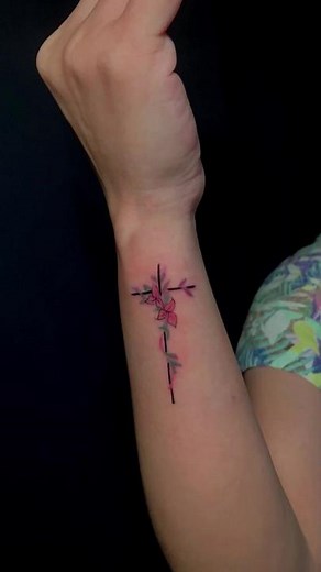 Fancy Small Floral Cross Tattoo Designs