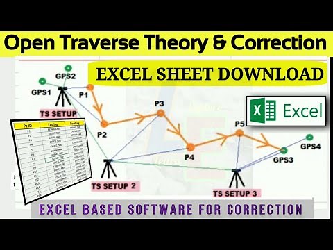 Open Traverse Theory & Excel Sheet for Correction | Land Surveying