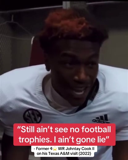 Never forget when former 4⭐ WR Johntay Cook II’s Texas A&M visit back in 2022 💀 #football #espnsocial Cook would go on to commit to Texas. He currently plays for Syracuse. (via JakeFisherr/YT)