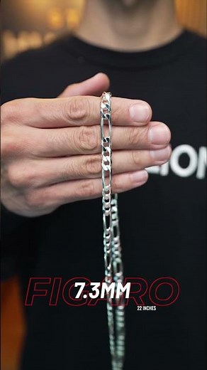 7.3mm Figaro Chain at 22 inch | Sterling Silver Men Chain