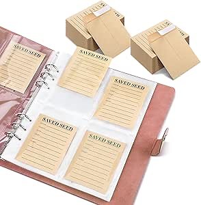 Seed Storage Organizer 35 Sheets with 140 Seed Envelopes, Resealable Garden Seed Pocket Bags Sealing Seed Packet Seed Saving Binder Vegetable Seed Collecting Template gift for Christmas Xmas holiday