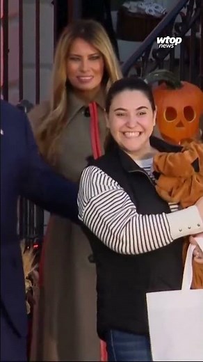 President Trump, first lady hand out candy at White House Halloween celebration