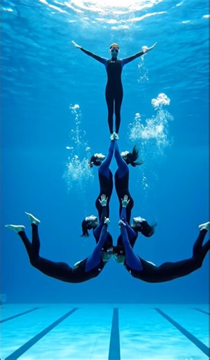 Underwater Human Pyramid Challenge 🤿🌊