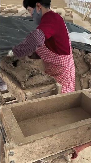 Traditional mud red brick production process #craft #craftsman