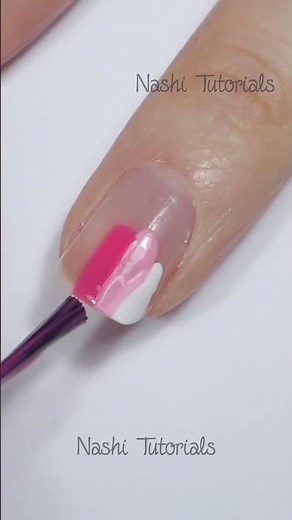 Easy Pink, Yellow and Orange Abstract French Tip Nail Art Tutorial #shorts