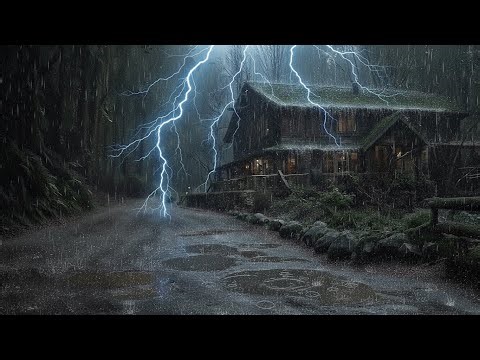 Fall asleep to a relaxing downpour accompanied by thunder Soothing sleep sounds for deep relaxation
