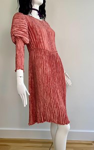 1970s Mary Mcfadden Couture Plisse Pink Juliet Sleeves Dress - Etsy