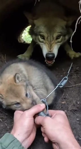 Hands Prying Spring Loop in a Tight Forest Den