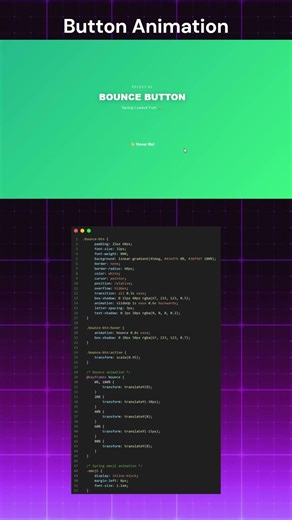 Bounce Button Animation - So Satisfying! 🚀 #css #shorts