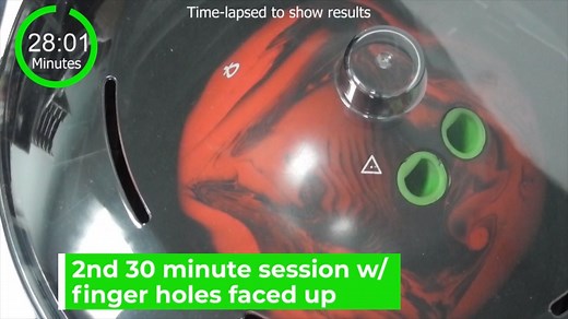 You asked for it and we delivered - Here is a time-lapsed video of the Phoenix Revivor that shows a full session with oil extraction. **Please Note!: The bowling ball used in the demonstration belongs to a bowler that only cleans it once a week, just before league. This Blood Moon Rising has a couple hundred games on it, therefore, the oil extracted is this demo is on the "heavy" side. If you wipe your ball off after every shot and/or clean your bowling ball regularly, depending on the amount of